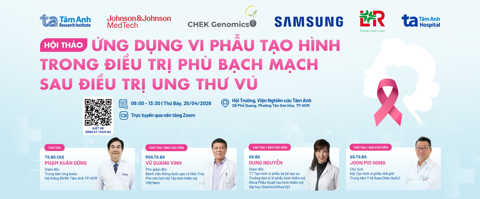 banner desk hội thảo ứng dụng vi phẫu tạo hình