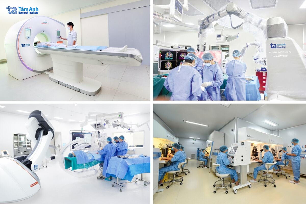 Hệ thống Bệnh viện Đa khoa Tâm Anh sử dụng phòng mổ hybrid vô khuẩn, tích hợp các phương tiện chẩn đoán hình ảnh, robot phẫu thuật công nghệ cao. Ảnh: Viện Nghiên cứu Tâm Anh.