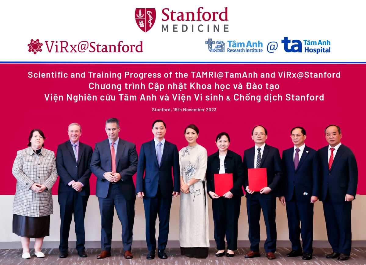 tam anh and stanford at the hepatitis d testing training partnership announcement, nov. 15, 2023