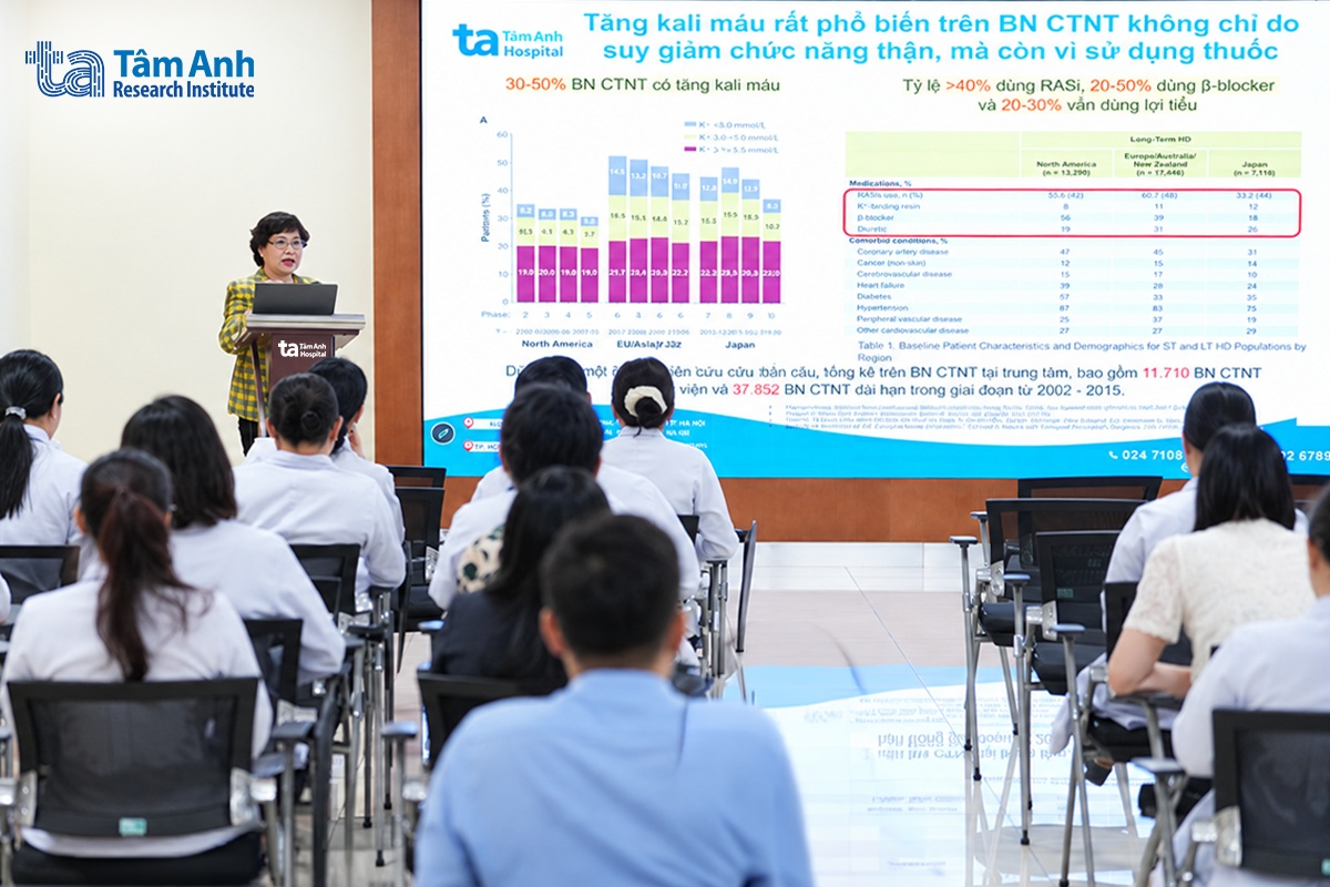 TTƯT.BS.CKII Tạ Phương Dung chia sẻ các liệu pháp mới trong quản lý tăng kali máu mạn tính ở bệnh nhân bệnh thận mạn, hướng đến kiểm soát kali và tối ưu điều trị nền tảng.